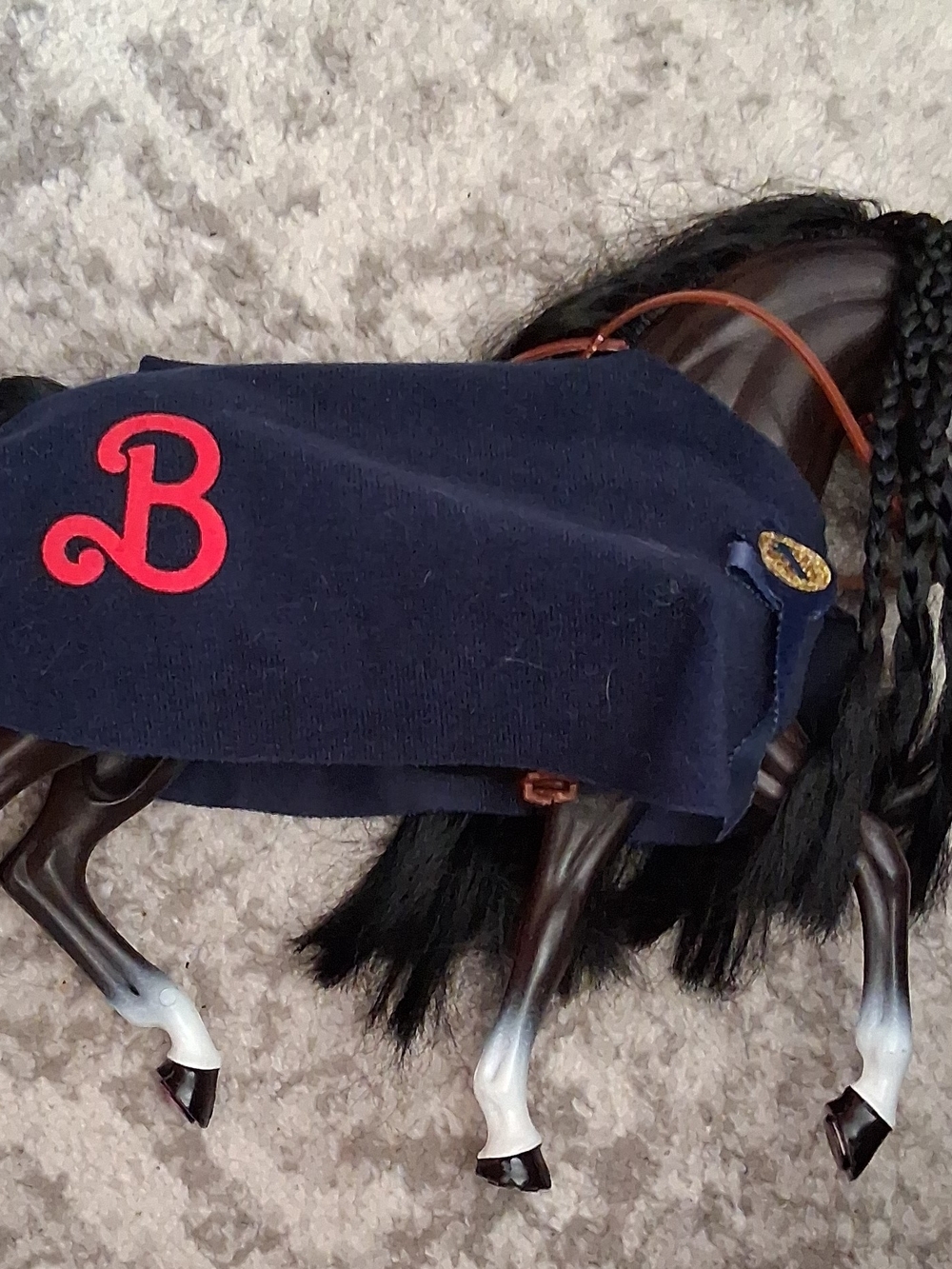 Breyer Navy Kids Pony Blanket with Red 'B' Embroidery